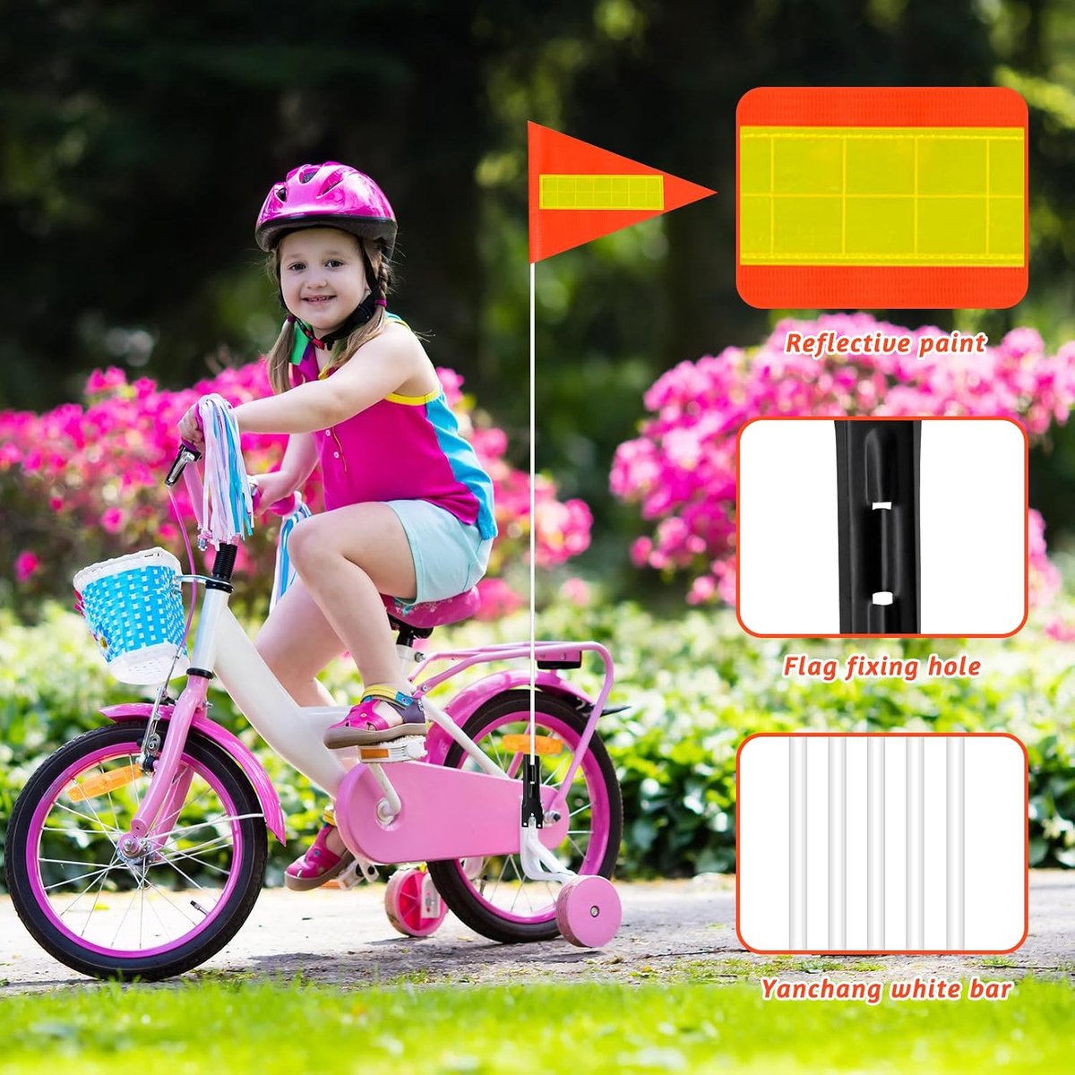 Bicycle Pennant Safety Bicycle Pennant for Kids 180 cm Adjustable Reflective Bicycle Flag Pennant for Kids Bikes - ShopVlot