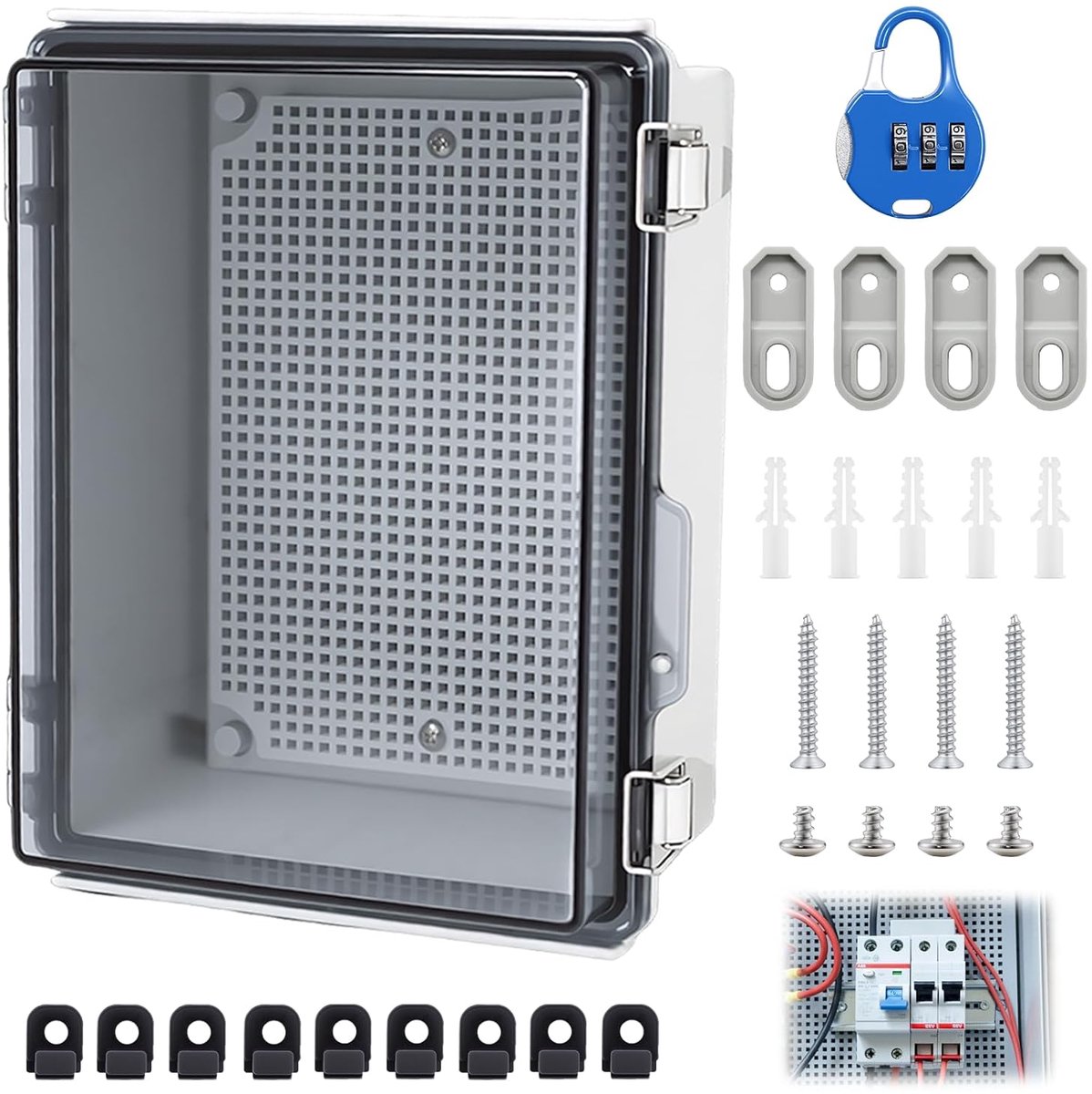 Distribution box, transparent control box (IP65), waterproof outdoor surface distribution box with combination lock - ShopVlot