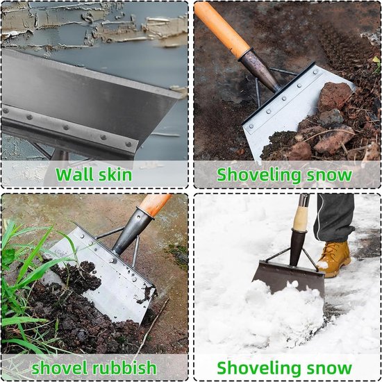SnelShoppen - 27 cm Multifunctionele Schoonmaakschep van Hoogwaardig Manganesestaal - Tuinschep voor sneeuw, onkruid en tuinonderhoud - Stevige en duu van Snelshoppen — afbeelding 3