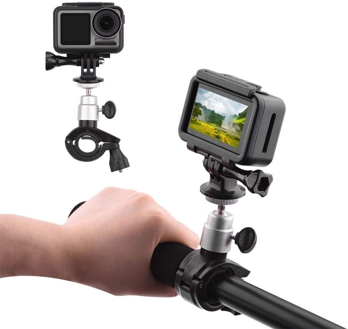 360° draaibare kogelkopklem Camera Fietsstuurhouder voor DJIOSMO ACTION, Lichtgewicht Duurzaam Goede kwaliteit - ShopVlot
