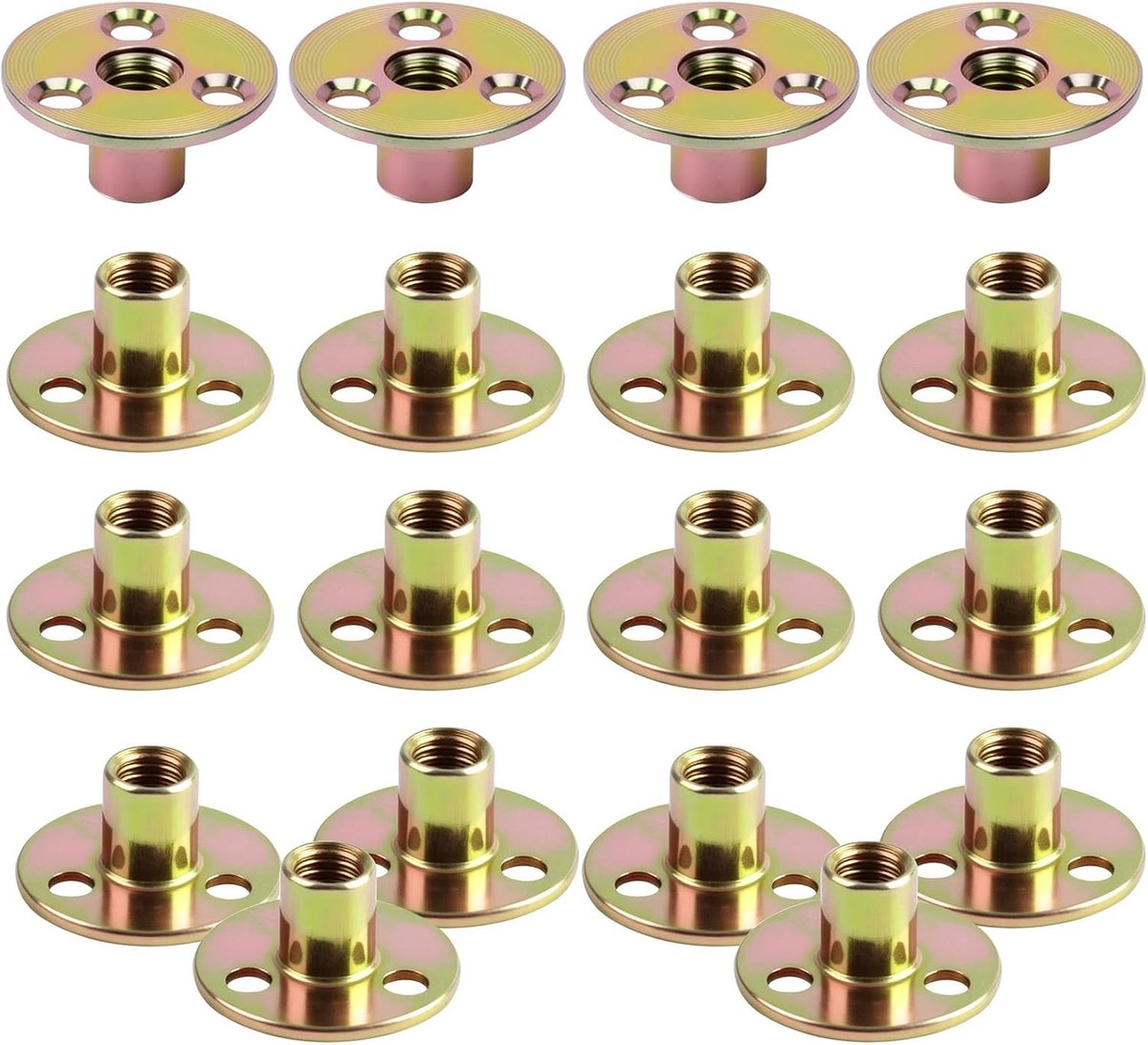 18pcs 3-Hole T-Nuts M10 Galvanized Sheet M10T Nuts Flange Nuts Furniture Hardware Flange Set Female Thread Hardware - ShopVlot