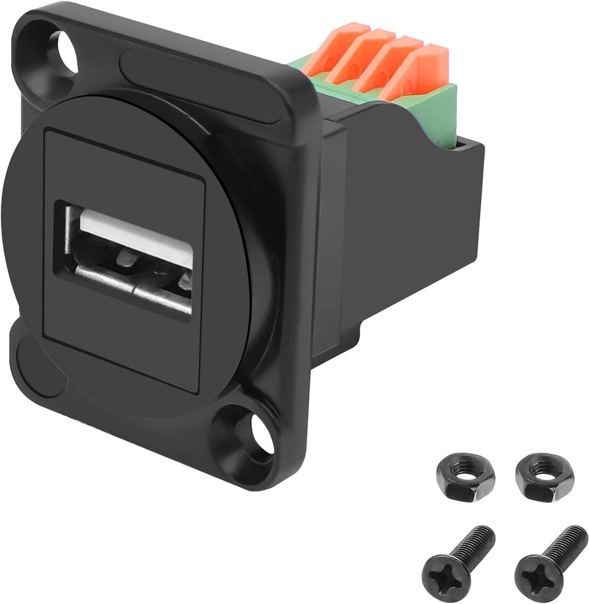 MEIRIYFA USB 2.0 D-Type Panel Mount Terminal Solderless Plug, USB 2.0 Type A Bus to 4 Pin Crimp Quick Connect Adapter - ShopVlot