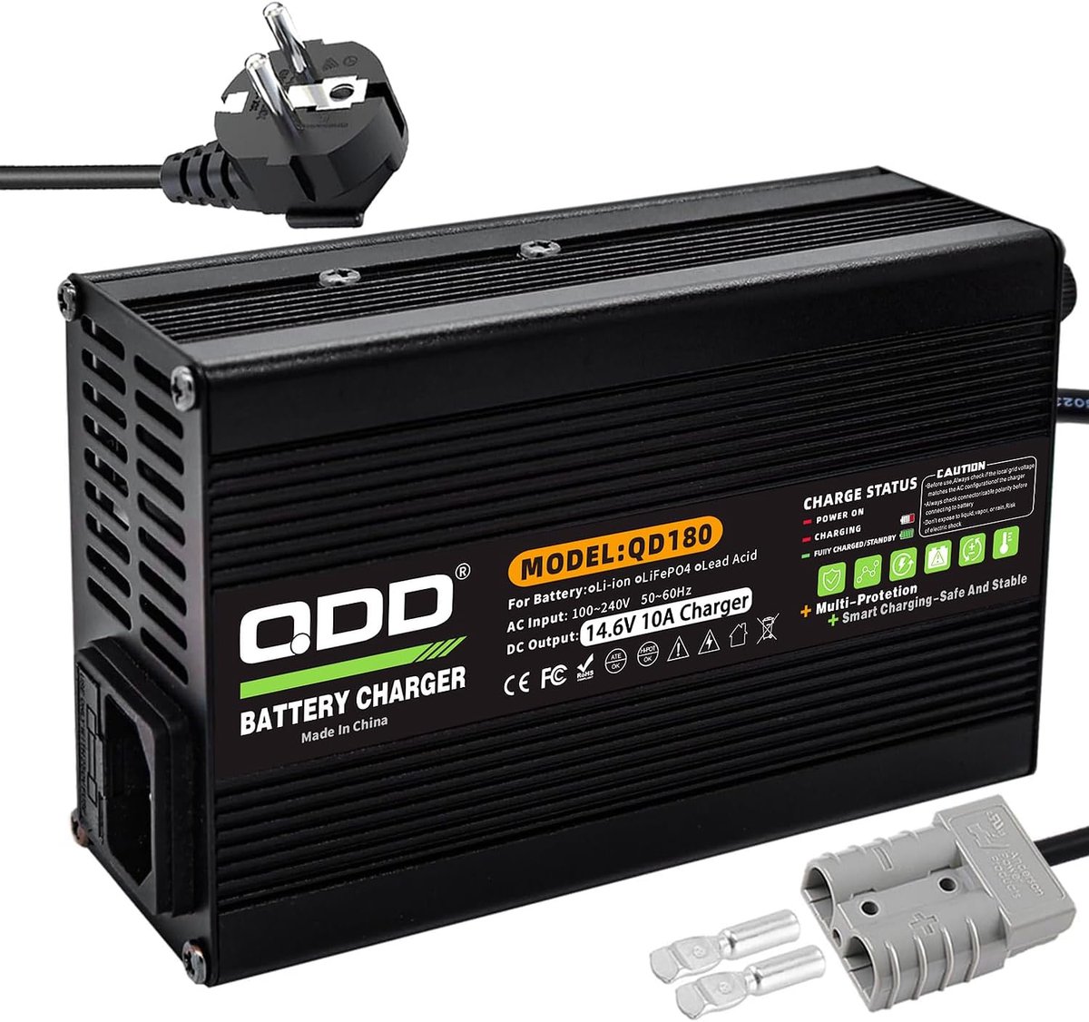 DD 12V (12.8V) 10A Battery Charger 14.6V AC-DC LiFePO4 Lithium Battery Charger with Anderson Jack for Deep-Cycle - ShopVlot