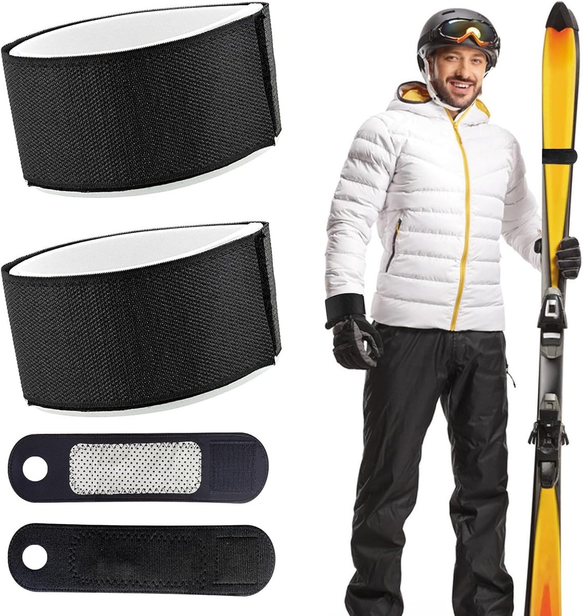 KARELLS Pack of 2 Ski Attachment Straps, Ski Mount, Wall, Ski Tyres, , Ski Accessories for Ski Boards, Ski Poles and - ShopVlot