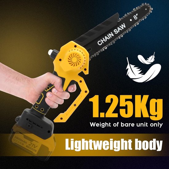 Mini Cordless Chainsaw, Brushless Battery Chainsaw, 2 x 1200 mAh, 6 Inch and 8 Inch Electric Saw, Directly Regulates - ShopVlot van MINI — afbeelding 4