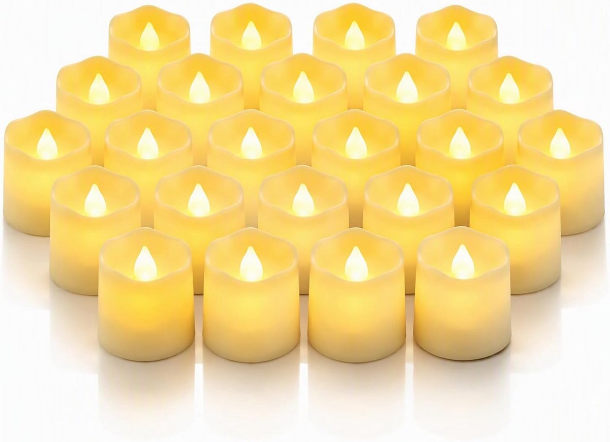24 Stuks LED Theelichtjes - Vlamloze Kaarsen met Batterij, Warm Licht - ShopVlot