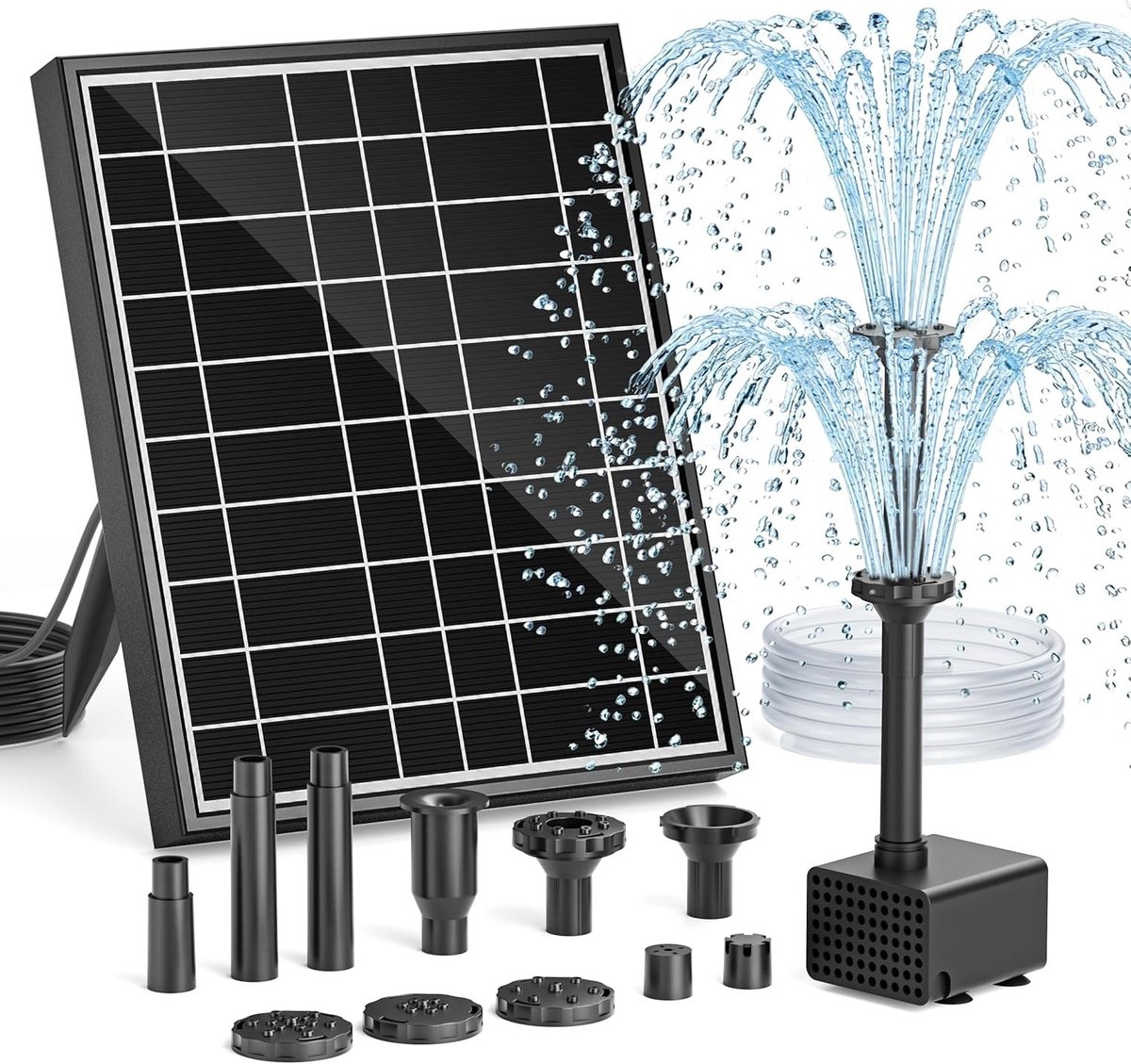 Zonnefonteinpomp voor Vogelbad - Zonne-energie - 7+ Sproeipatronen - Droogloopbeveiliging - Voor Tuin en Vijvers