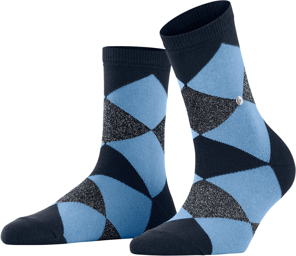 Burlington Glitter Bonnie SSO gedessineerd katoen sokken dames blauw - maat 36-41