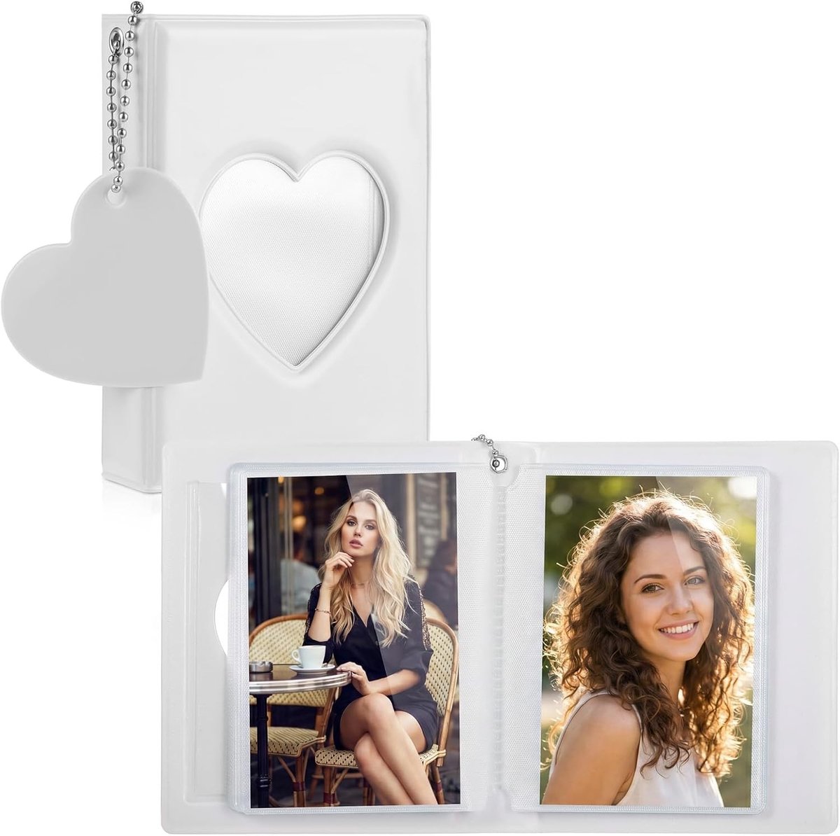 Mini Fotoalbum met Hartvormige Holle Cover, 32 Foto Slots, Ideaal voor Herinneringen en Cadeaus, Compact en Handig
