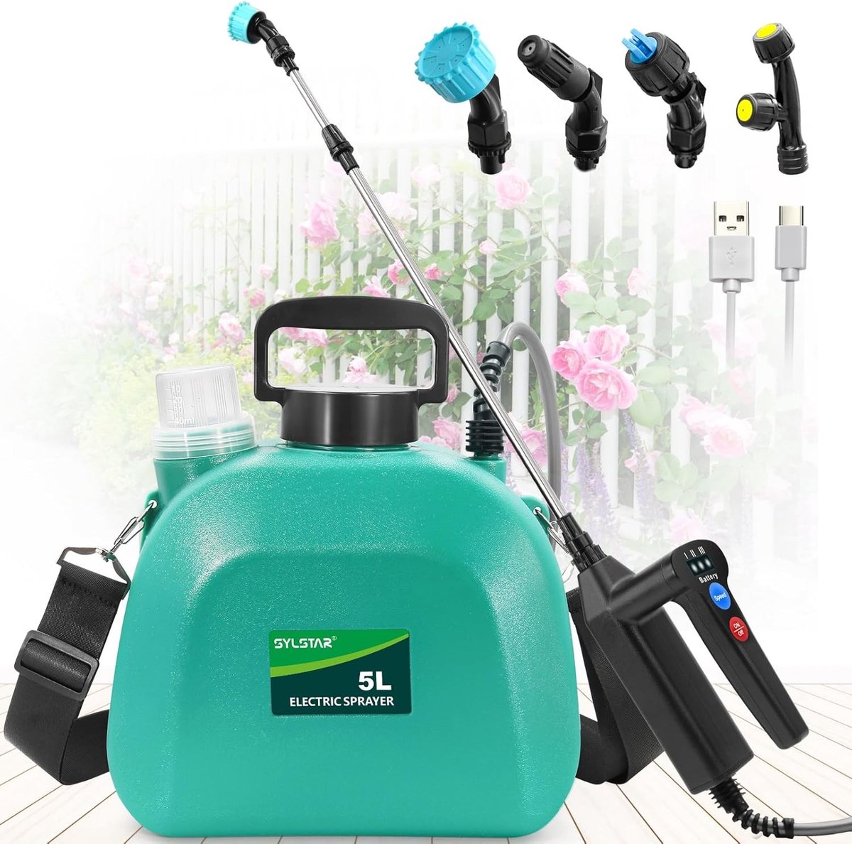 Batterij Aangedreven Spuit - Kunststof - Elektrische Handgreep - 5L Capaciteit - Voor Tuin en Huishoudelijk Gebruik