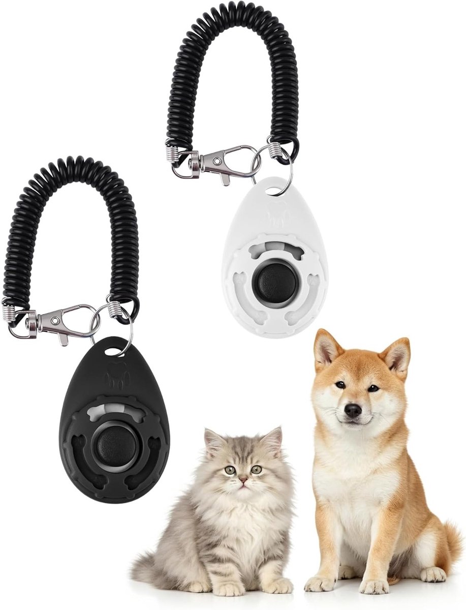 2 Stuks Clicker voor Honden met Elastische Polsband - Ideaal voor Training van Honden, Katten en Paarden - Effectieve Clicker voor Gedragstraining en Positieve Bekrachtiging