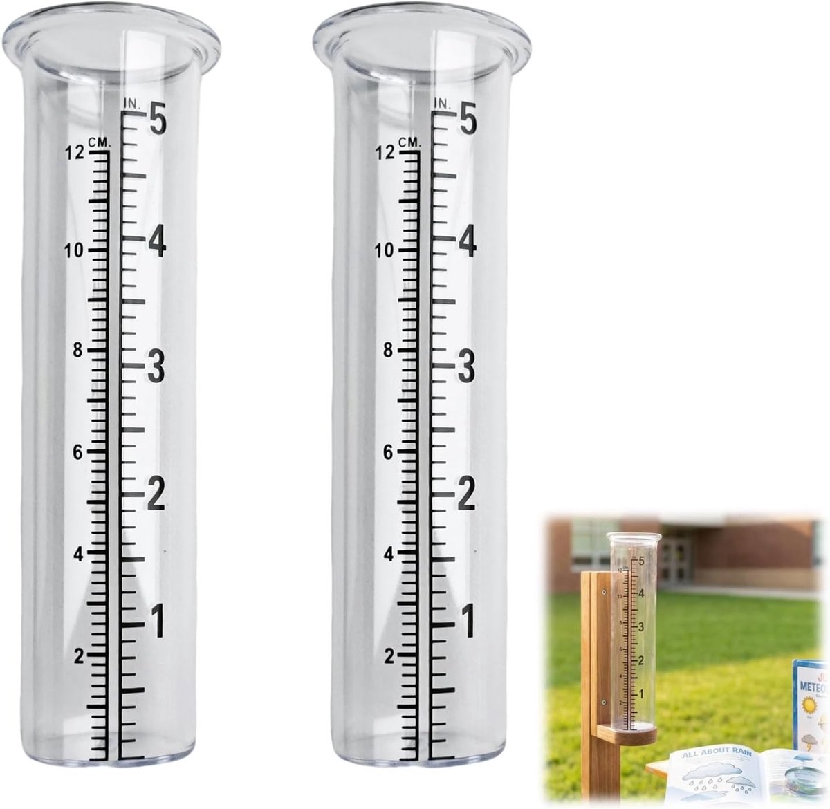 Reserveonderdeel Regenmeter - Transparant Plastic - Set van 2 Cilinders - Weerbestendig - Voor Weerstations