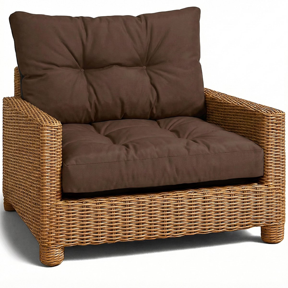 Kussen Lounge Tuinmeubelen - Zitkussen 50x50 cm Rug Rattan Ideaal voor balkon terras loungeset buiten comfort vulling dik duurzaam Bruin
