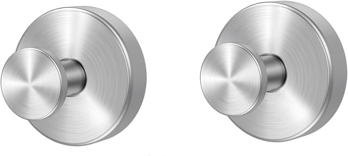 RVS Zuignap Haken Set van 2 - Handdoekhaken, Kledinghaken en Muurhaken voor Badkamer, Keuken en Kantoor (Geborsteld Zilver)