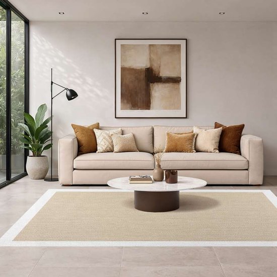 Storesdeco Premium vinyl vloerkleed, wasbaar, antislip en slijtvast - Beige-Wit 80x150 cm — afbeelding 4