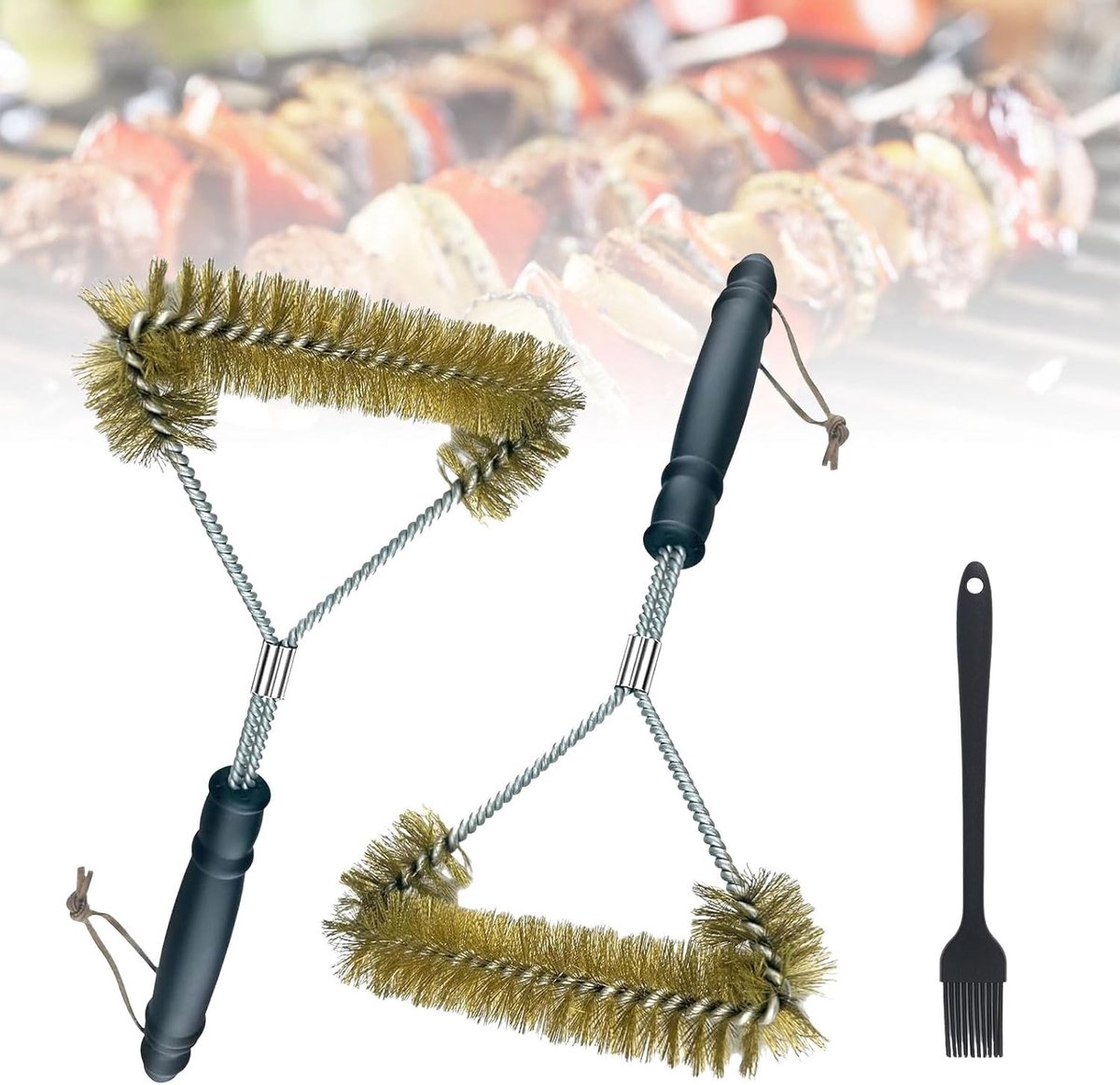 Grillborstel Set - Roestvrij Staal - Driehoekige Borstel - Antislip Handgreep - Voor BBQ Enthousiastelingen