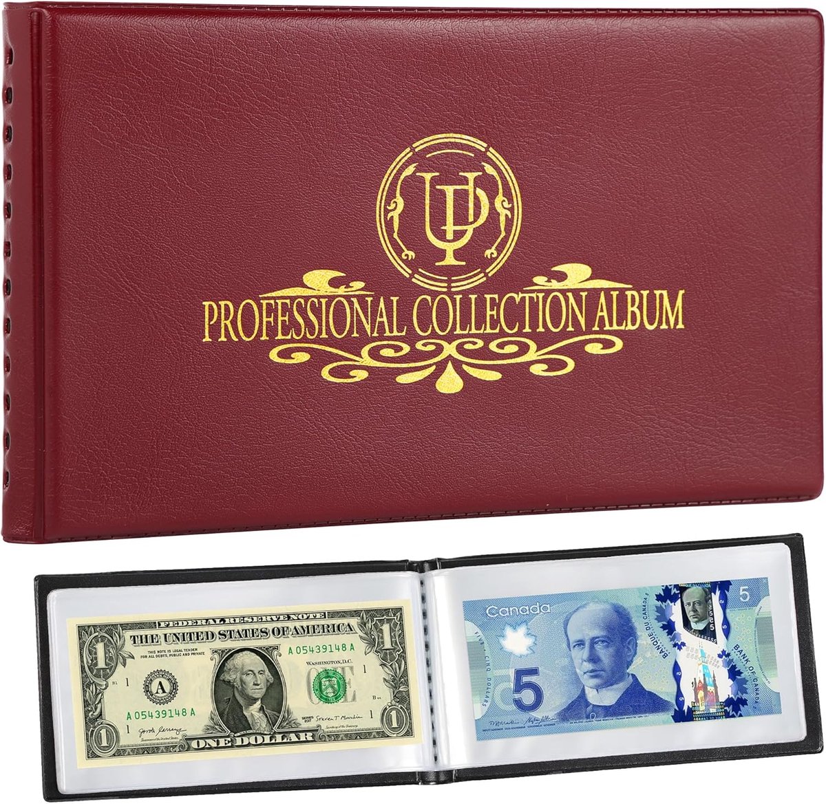 40 Pockets Banknote Collecting Album - 20 Sheets Clear Currency Dollar Bill Holders Paper Money Storage Book - ShopVlot