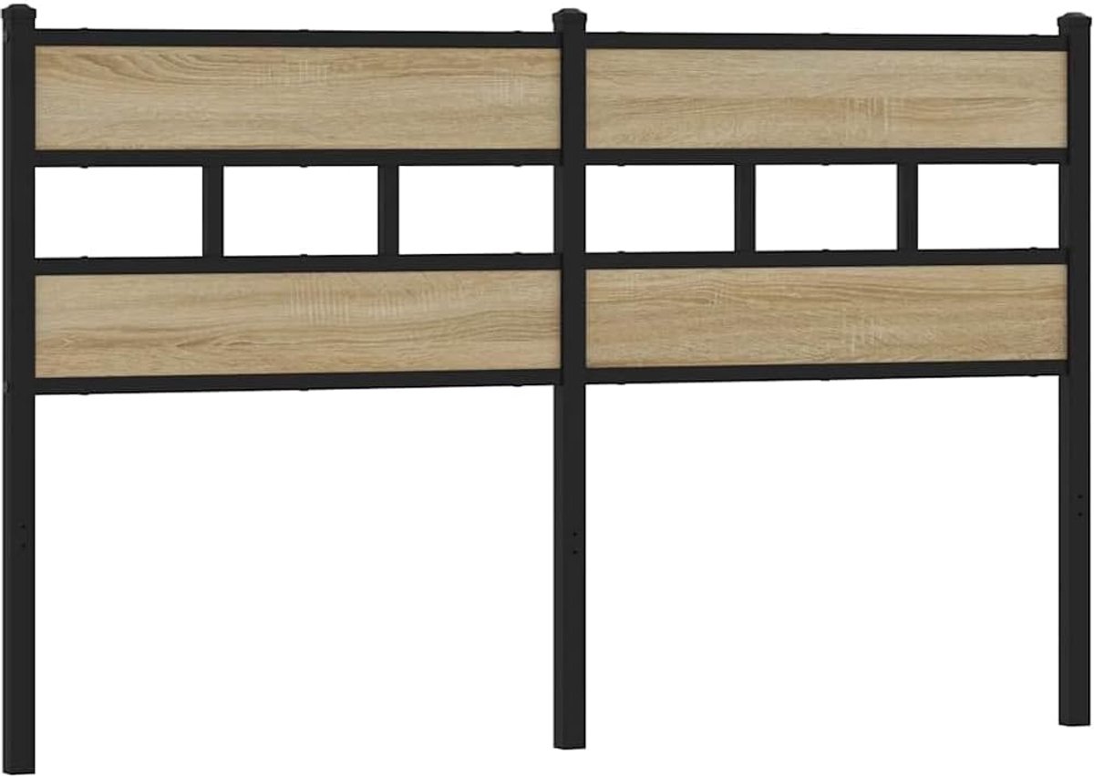 Hoofdbord Bed - Bedachterwand - Slaapkamer Decoratie - Stabiel IJzeren Frame - 160 cm - Sonoma Eiken