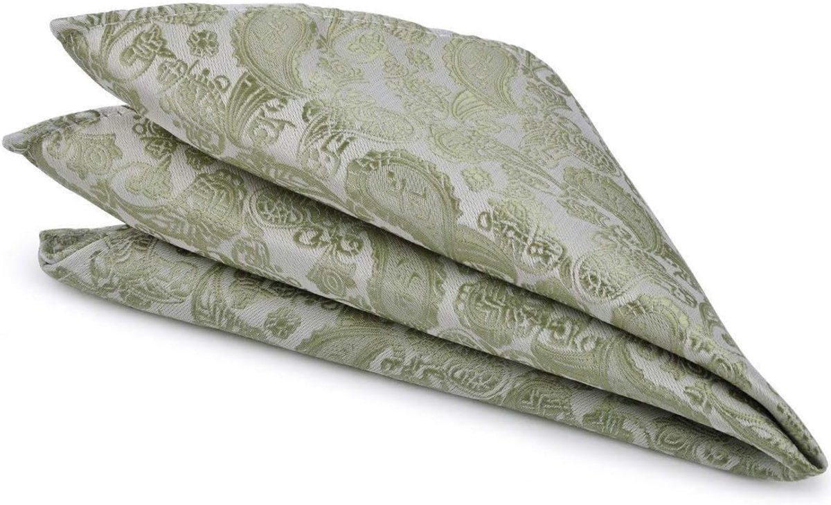 Herentas Vierkant - Zakdoek Heren - Zakelijk Gebruik - Jacquard Patroon - 33 x 28 cm - Geel