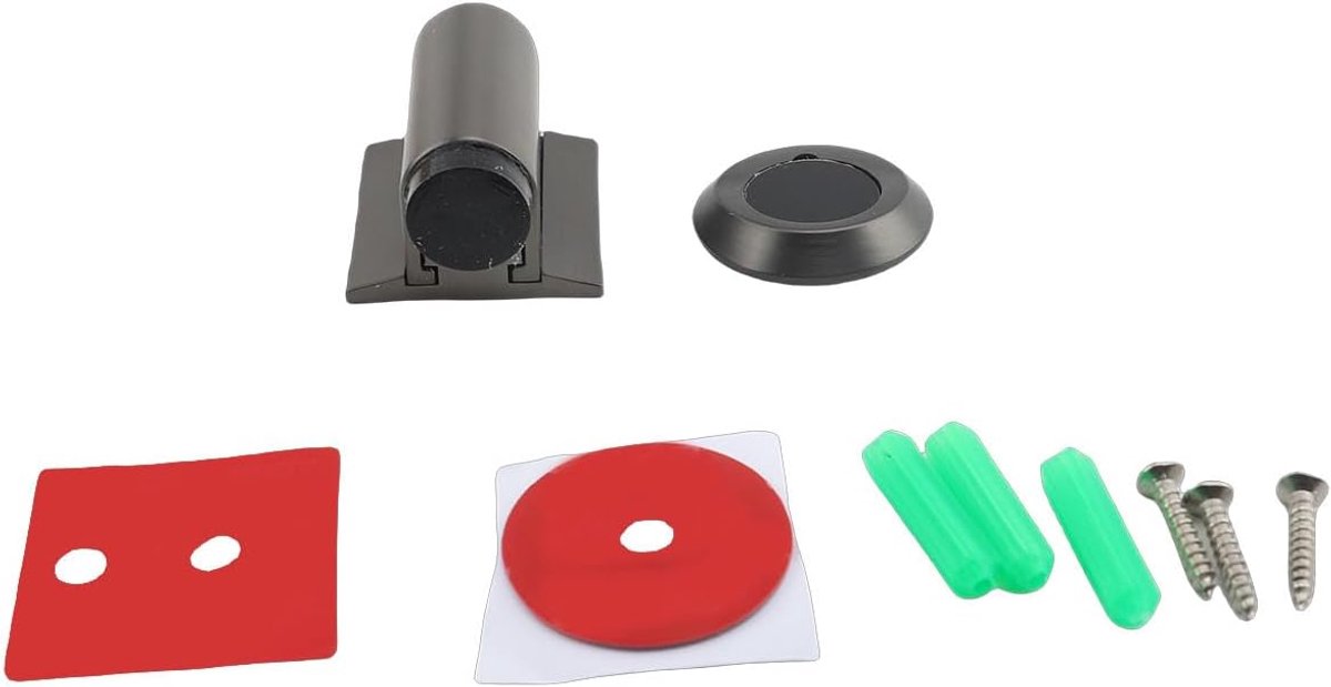 Magnetische Deurstopper - Dubbele Magneet - Deuren Open Houden - Zonder Boren - 11x6x5 cm - Grijs
