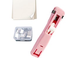Nietmachine met clips - Papier binder - Documenten organiseren - Bindt 45 vellen - 100 gram - Roze