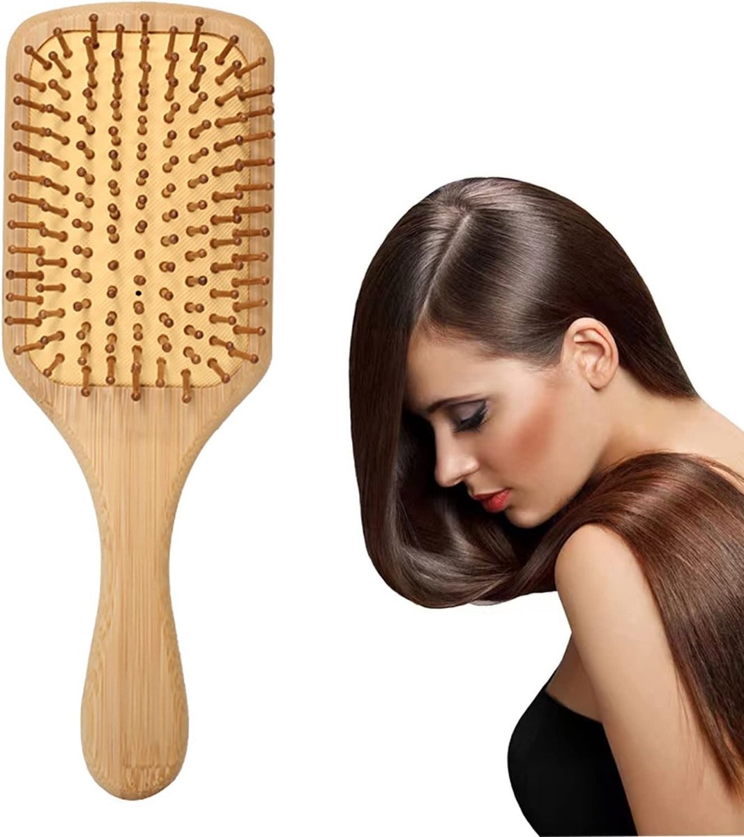 Bamboe Haarborstel - Natuurlijke Houten Borstel - Antistatisch en Hittebestendig - Voor Dames