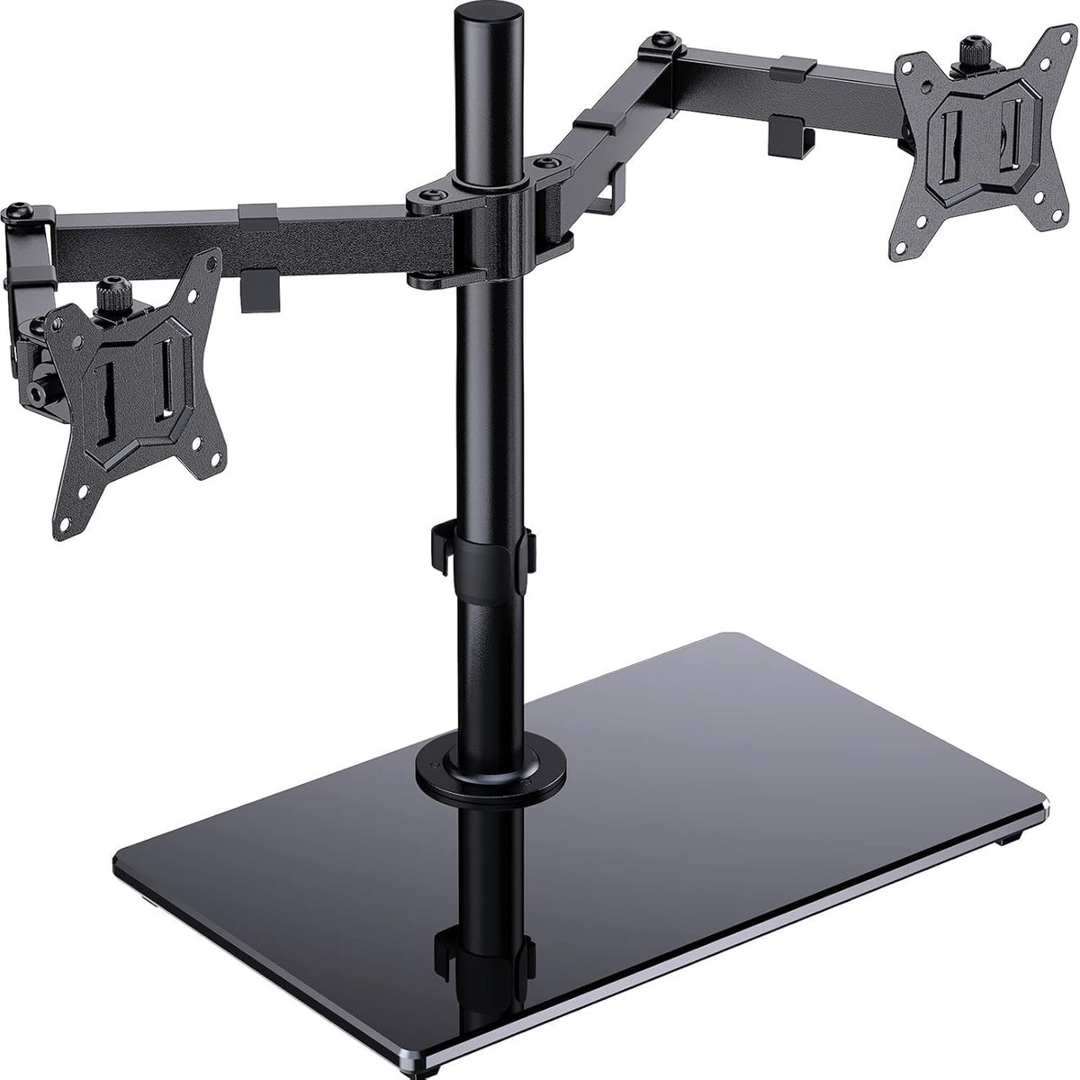 Dubbele Monitor Arm - Schermhouder Bureau - Ergonomisch Werken - Verbreed Stabiele Basis - 13-32 inch - Zwart