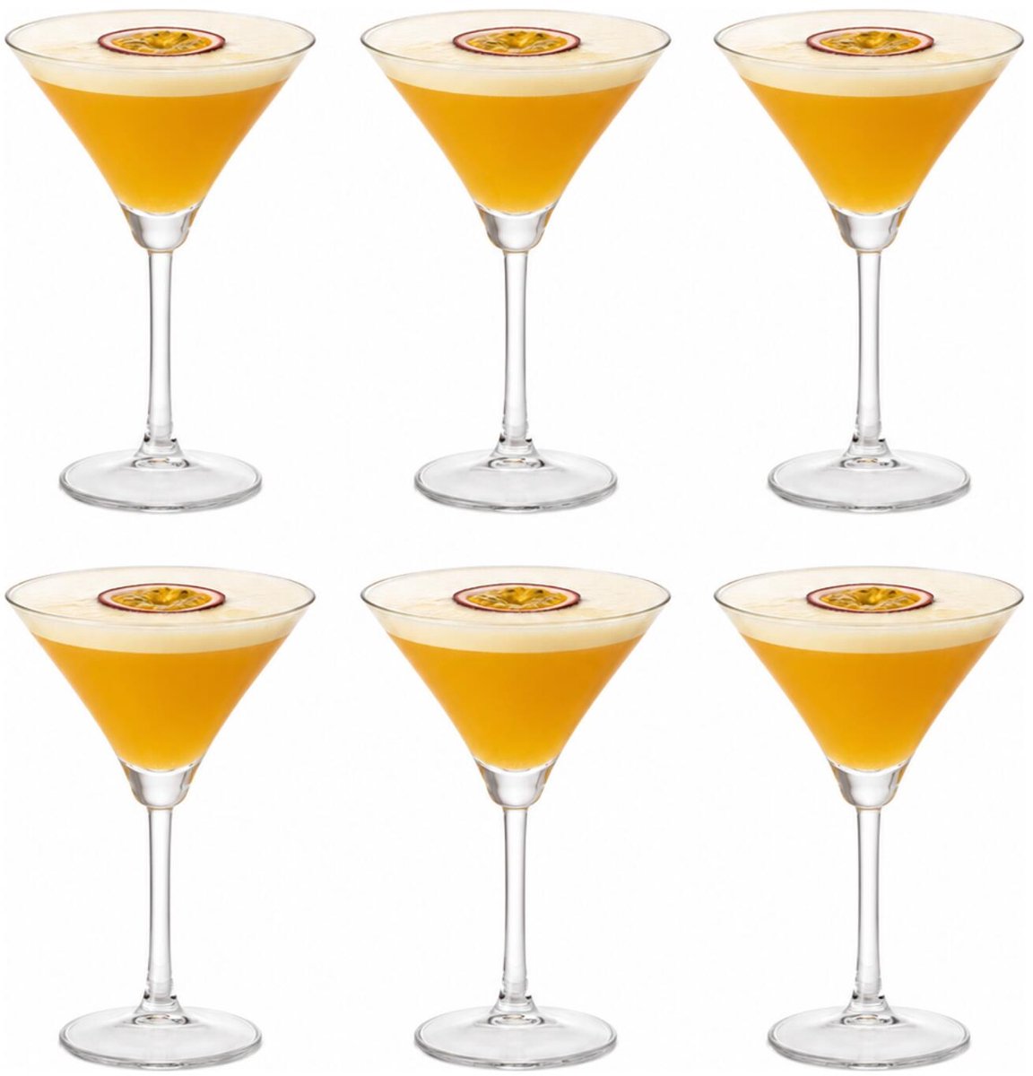 Vivalto Martini glazen set - 6x - glas - 260 ml - cocktail glas - klassiek model