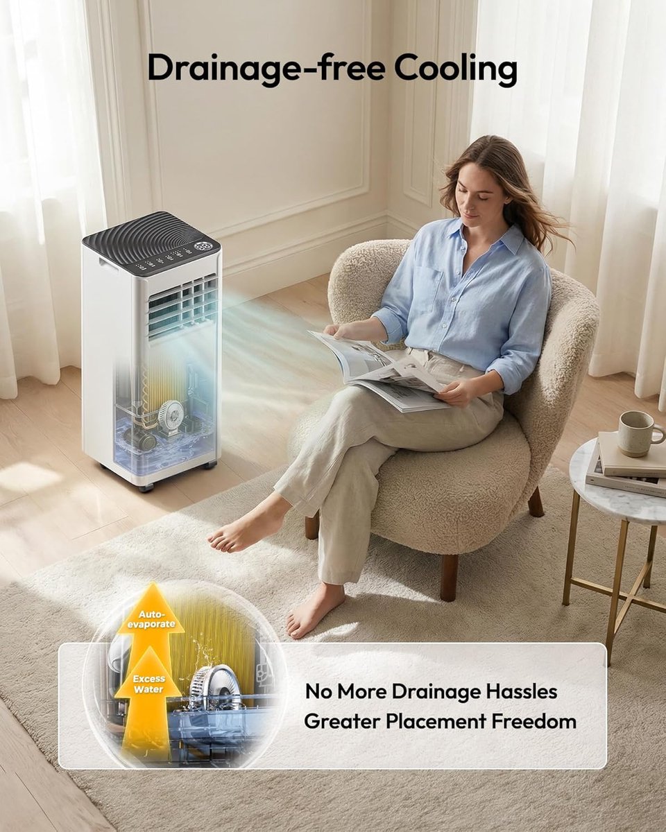 Mobiele Airco 10000 BTU – 4-in-1 Airconditioner – Stil – Slaapmodus – 24-uurs Timer – Wit/Zwart – foto 7