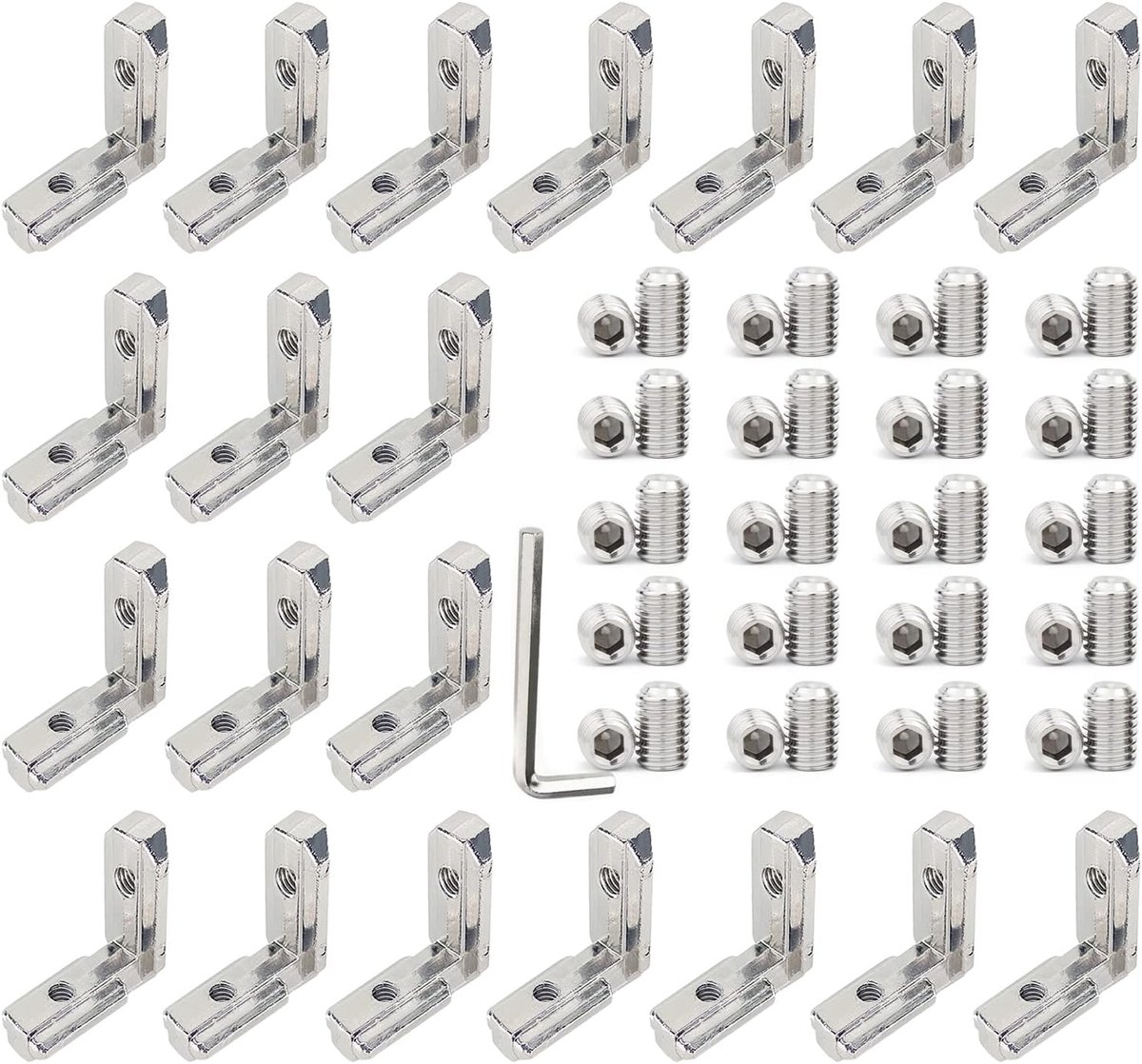 Hoekverbinder Set - Profiel Verbinding - DIY Projecten - Stevige Aluminium Constructie - 20 Stuks - Zilver