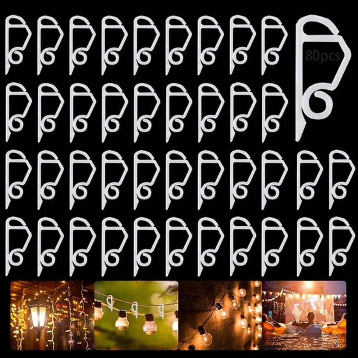 Vt products - Kerstlichtclips - Dakgoothaken - 80 Stuks - Kunststof Haken