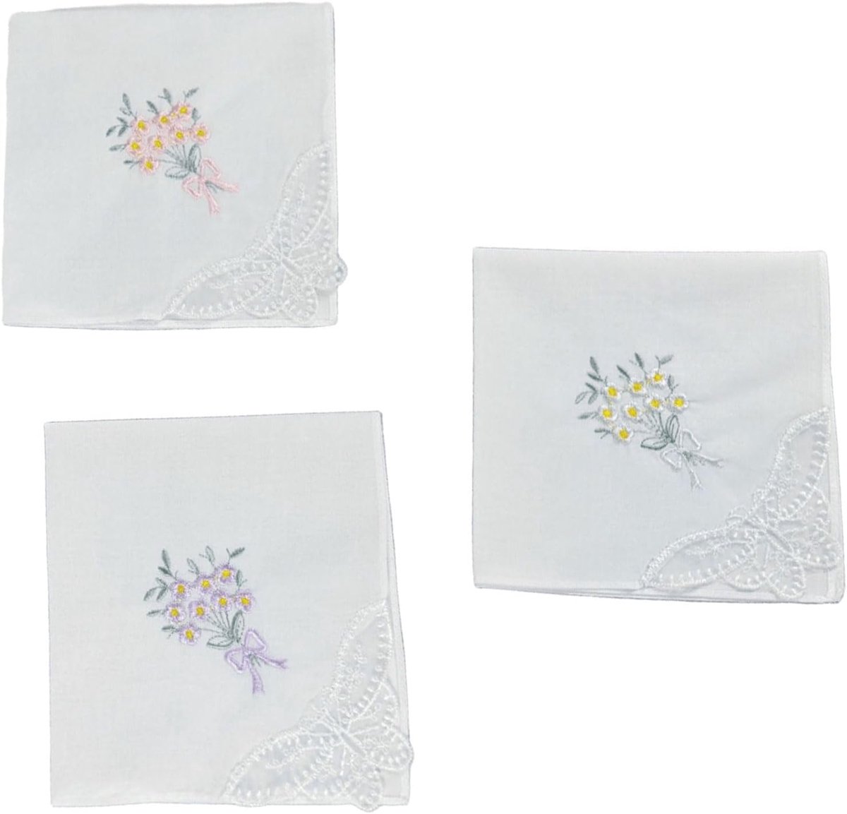 Geborduurde Zakdoek - Katoenen zakdoek - Dagelijks gebruik - Delicaat kantdesign - 28.5 cm - Wit
