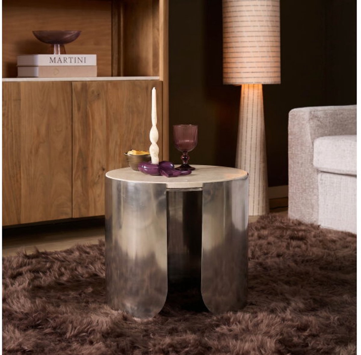 Salontafel Zeli Botticino marmer 45 cm