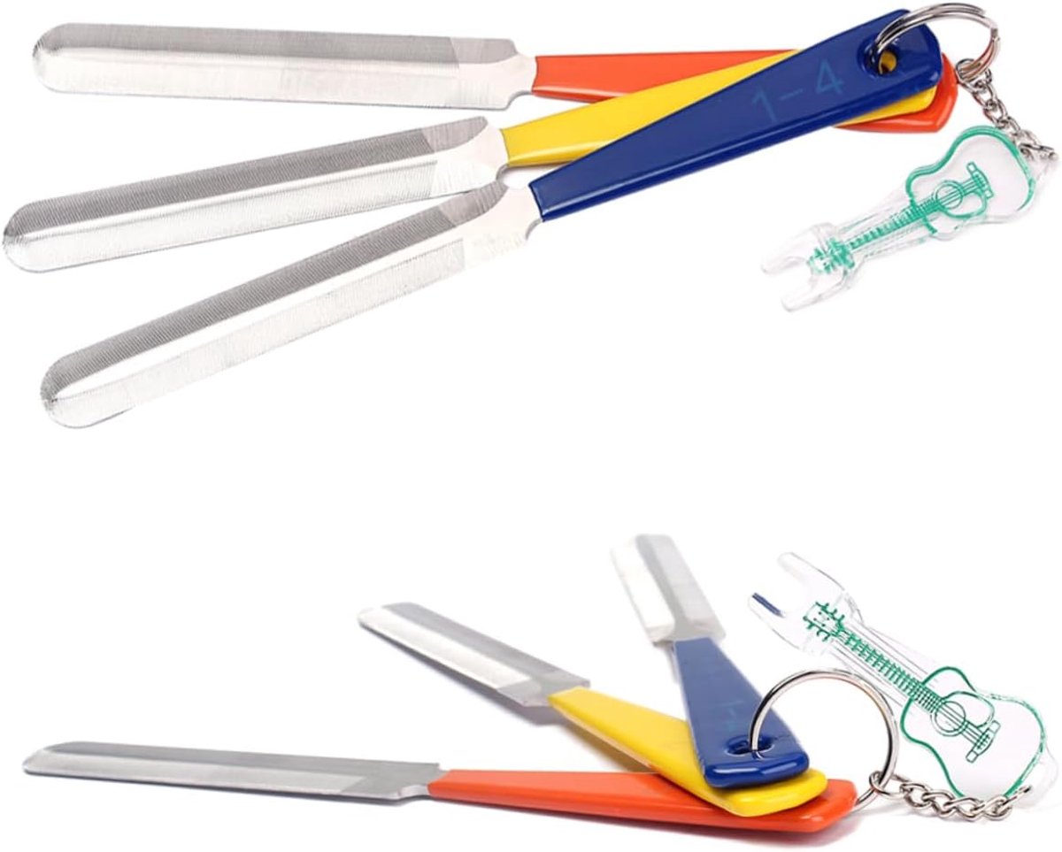 Gitaar Vijlenset - Reparatieset - Gitaar Onderhoud - Voor Moeren en Bruggen - 3 Delig - Metaal