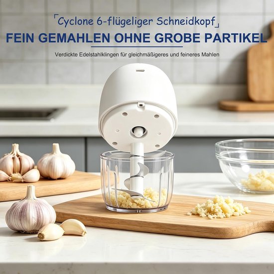 Elektrische Uienhakker - Keukenmachine Mini - Snel Groenten Snijden - Krachtige Elektromotor - 135 cm Hoog - Wit — afbeelding 5
