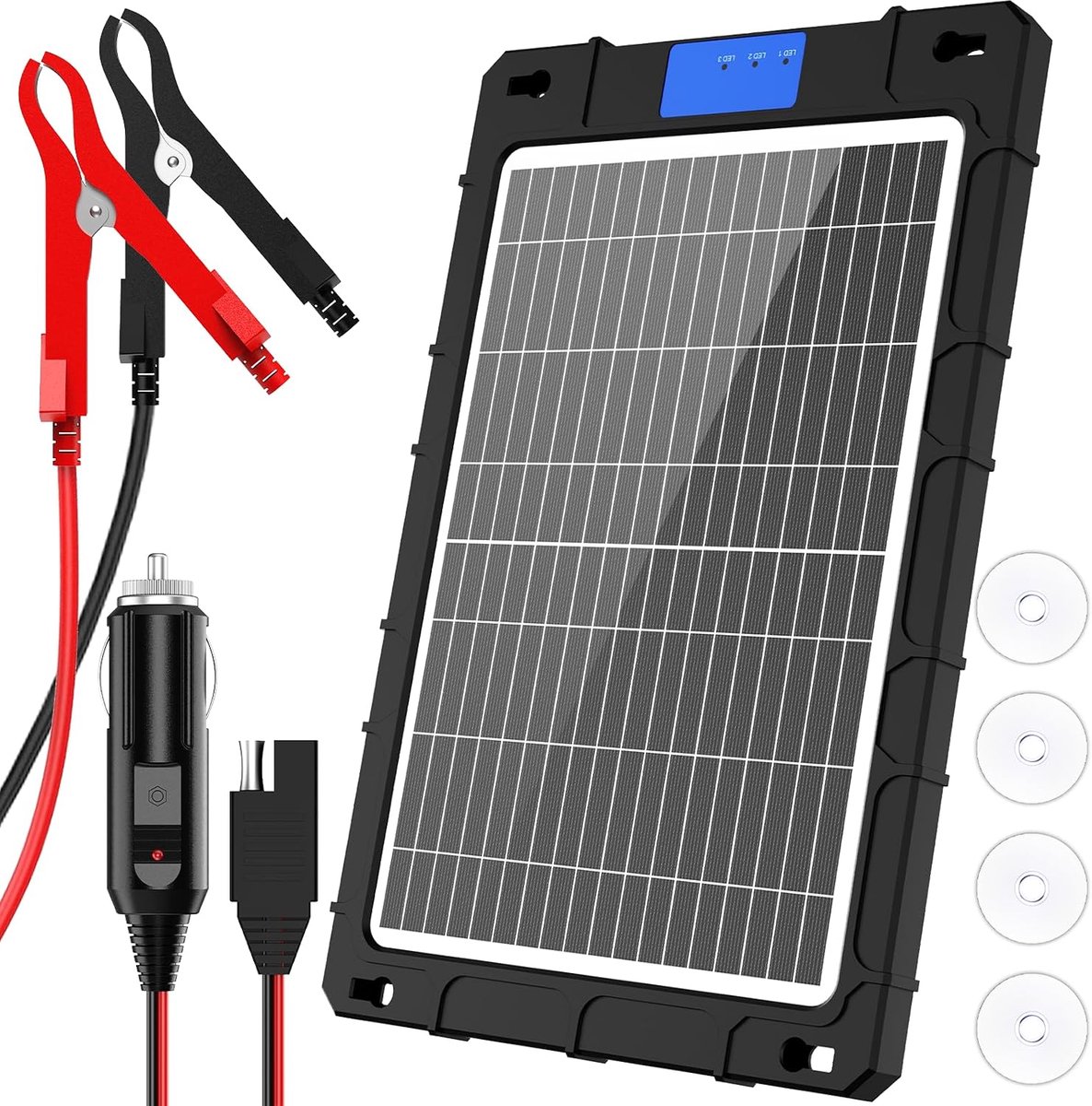 Zonne Druppellader - Draagbaar Paneel - Accu Onderhoud - Intelligente Controller - 12W - Zwart