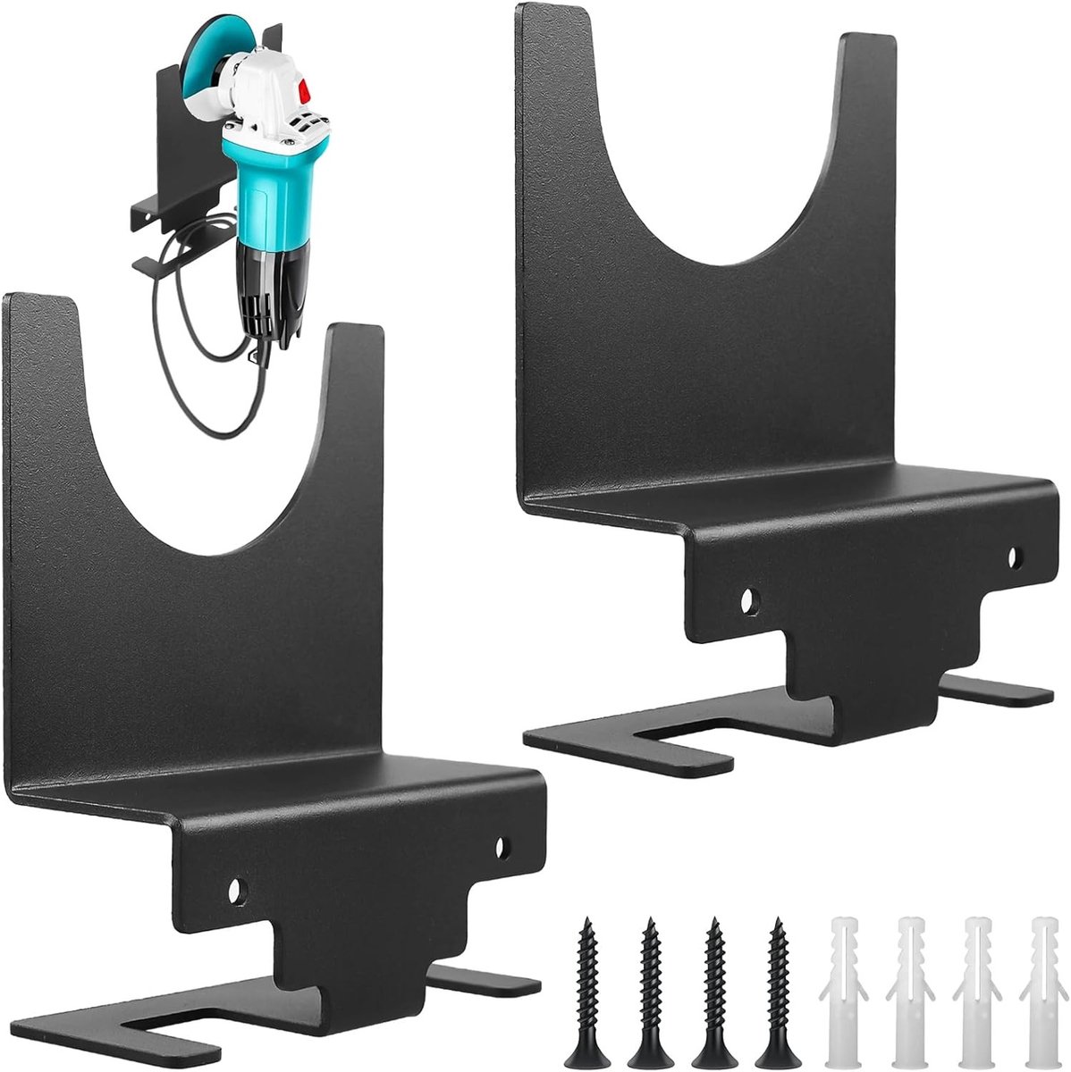 Set van 2 Wandbeugels voor Haakse Slijpers - Stalen Steunen voor Gereedschap, Garage en Werkplaats Accessoires