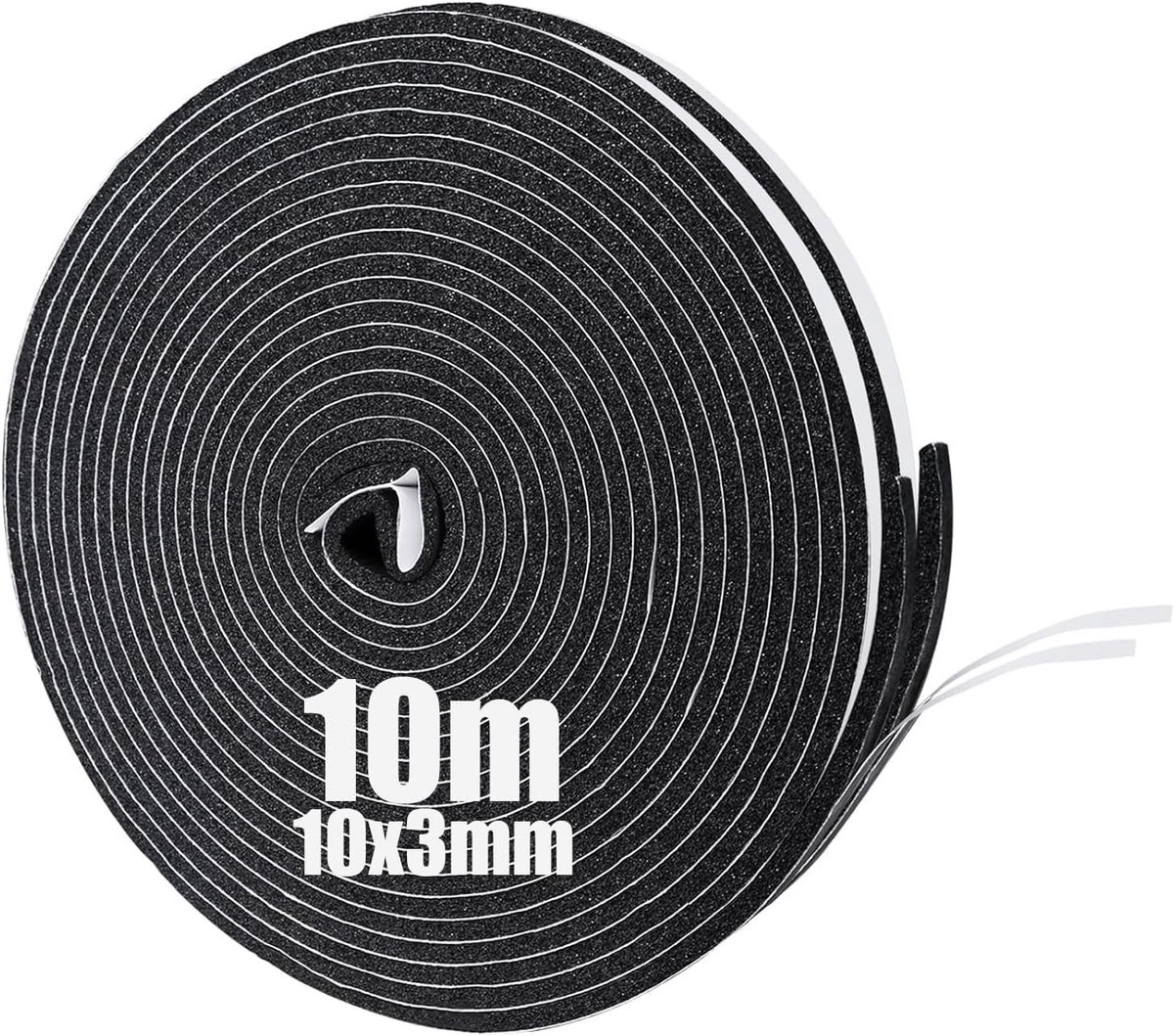 Versterkte Foam Sealing Tape 10mm x 3mm voor Deuren en Ramen, Weerbestendig, Geluidsisolatie en Anti-Collisie (Totaal 10m)