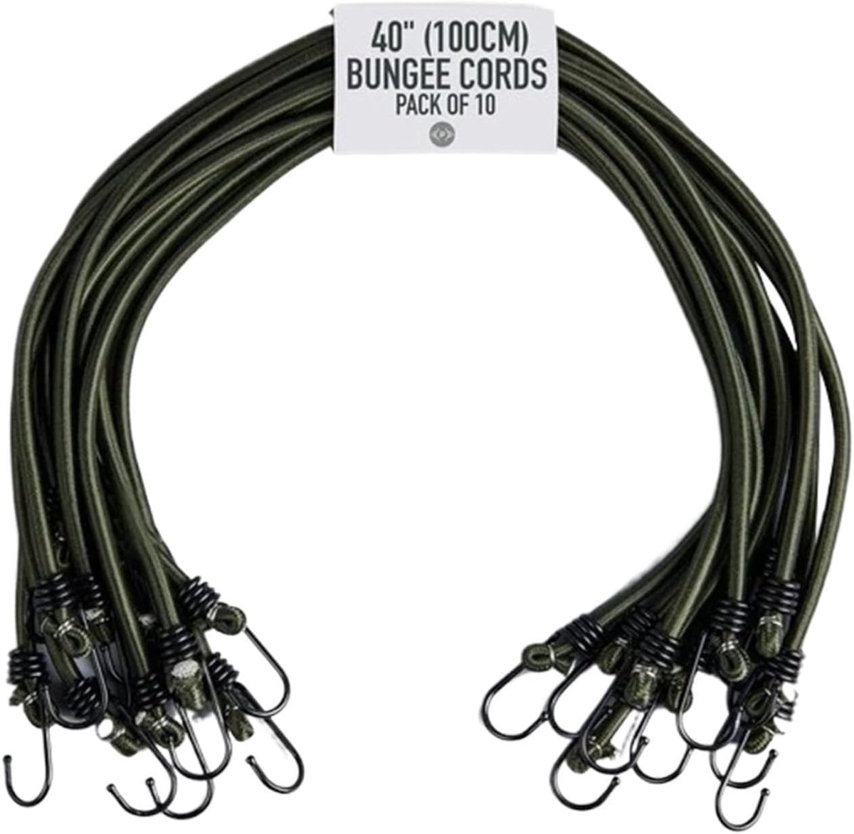 Bungy Koorden - Elastische Riemen - Lading Zekeren - Met Haken - 100cm 10 Stuks - Legergroen
