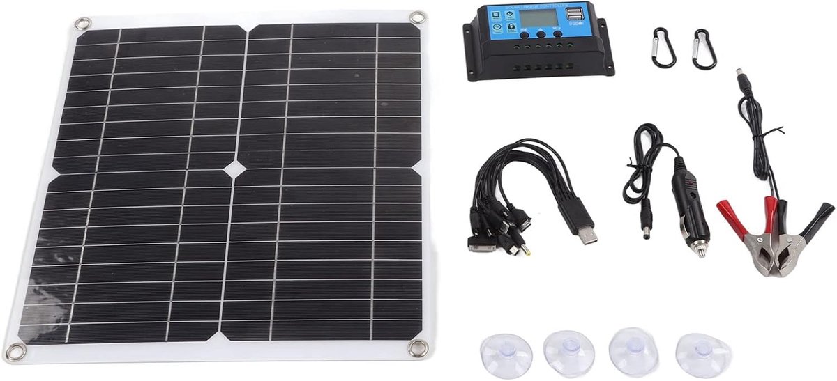 Zonnepaneel Set - Draagbaar Paneel - Energie Opladen - Hoge Efficiëntie Cellen - 36 x 33 cm - Zwart