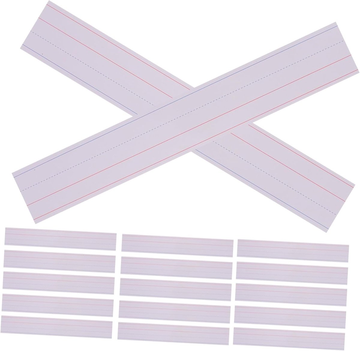 Gelinieerde Zinsstroken - Woordstroken Papier - Handschrift Oefenen - Slijtvast Praktisch - 40.6 x 7.6cm - Violet
