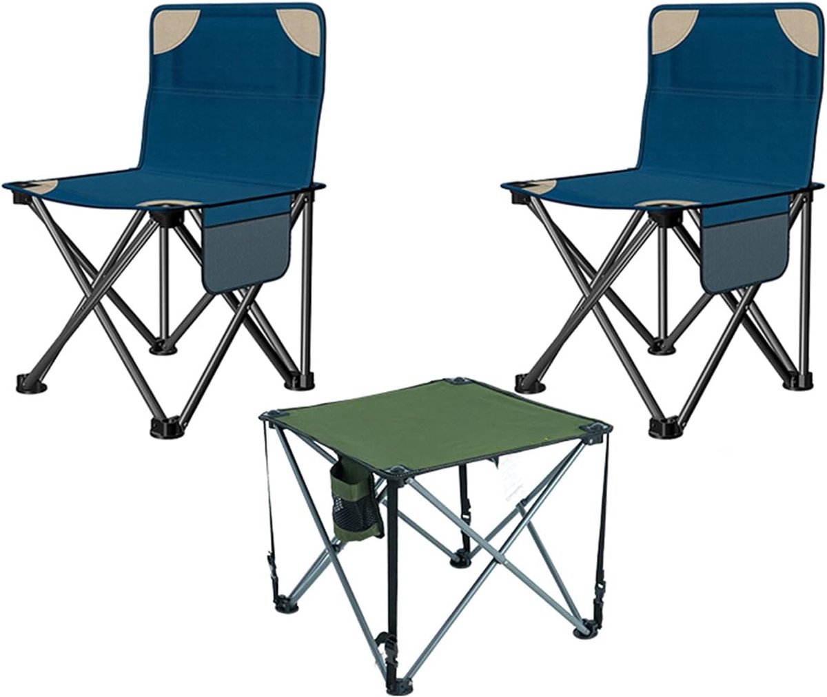 Camping Stoel Set - Voustoel Picknicktafel - Buiten Ontspannen - Inclusief Bekerhouder - 1.1 kg - Grijs