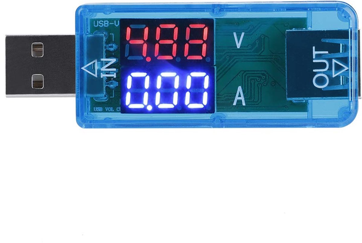 USB Tester - Meetapparaat - Apparaat Controleren - Real-time Data - Compact Formaat - Zwart