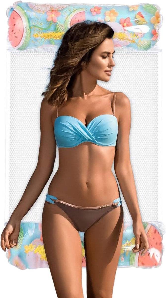 Waterhangmat - Opblaasbare drijver - Ontspannen in water - Met pailletten - 127 x 70 cm - Watermeloen