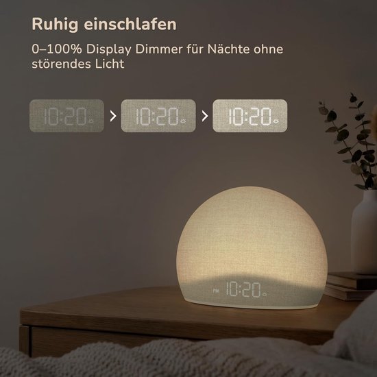 Sunrise Wekker - Wekker met Geluid - Rustig Wakker Worden - Natuurlijke Zonsopkomst Simulatie - L - Klassiek Wit — afbeelding 3