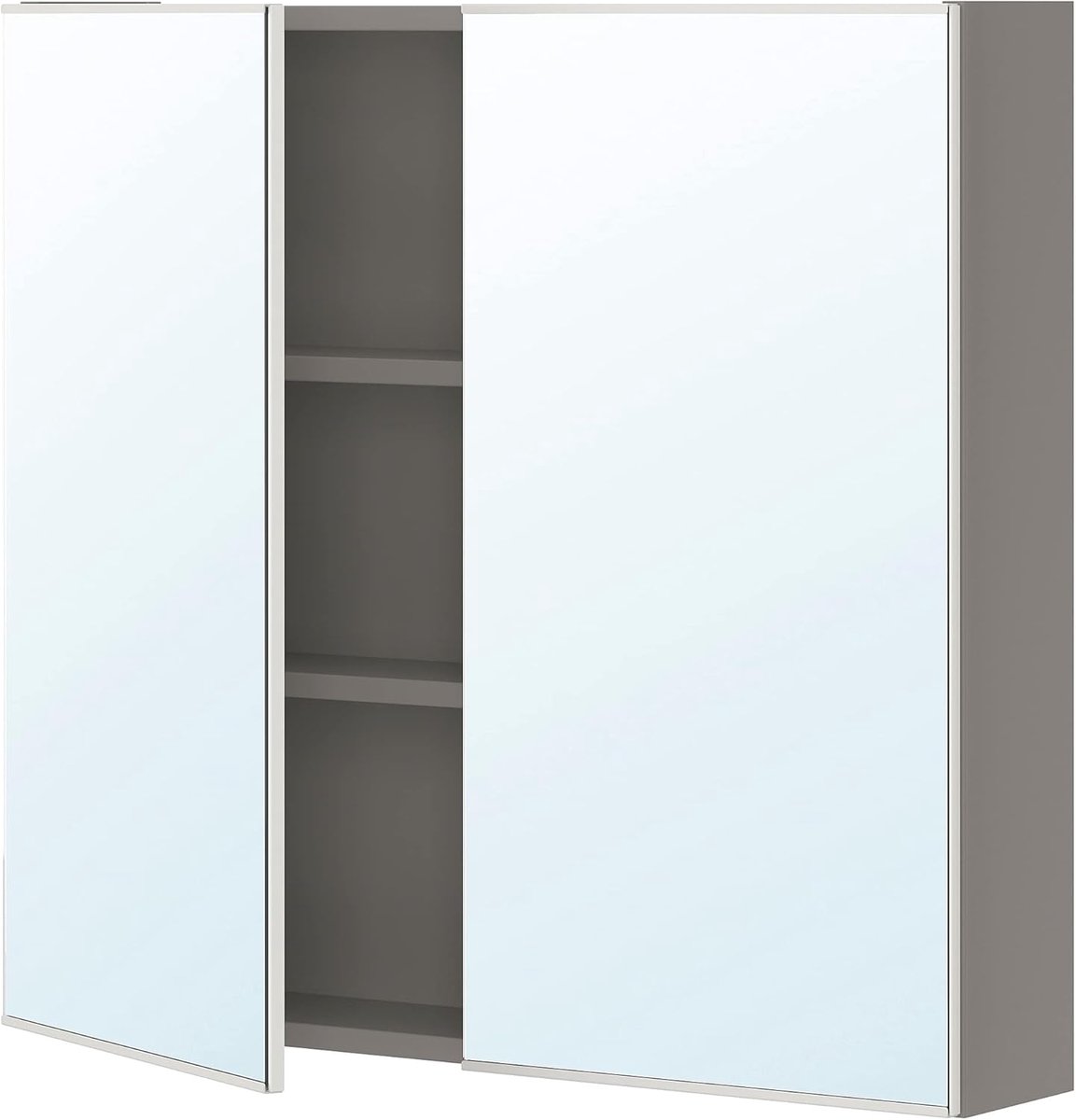 Spiegelkast met deuren - Badkamerkast - Ochtendroutine - Spiegeldeuren - 80 cm - Grijs