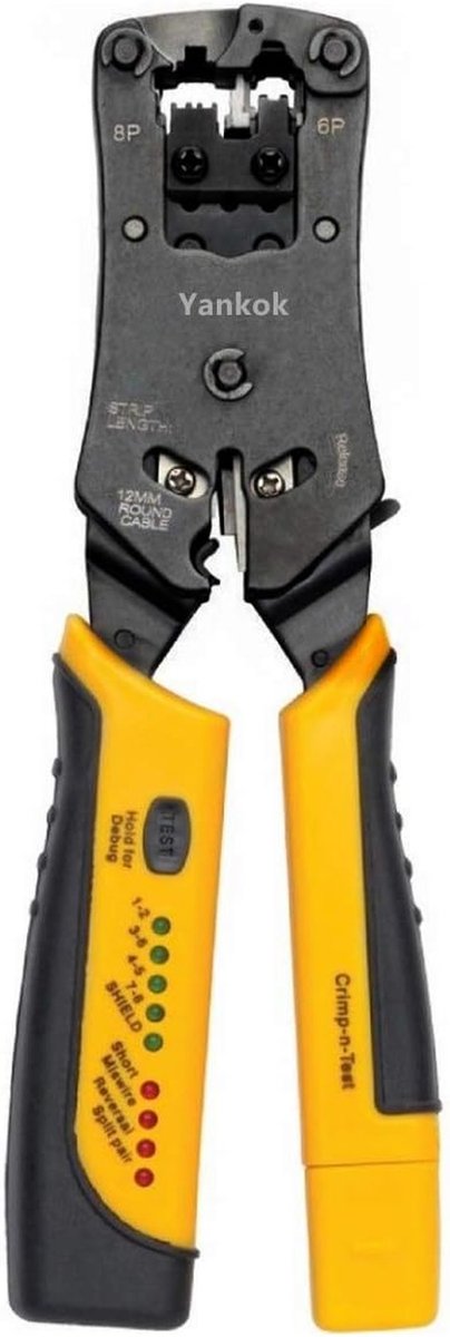 Modulaire Krimptang - Netwerkkrimper Kabeltester - Netwerkkabels Maken - Ingebouwde Kabeltester - RJ45 RJ12 RJ11 - Zwart