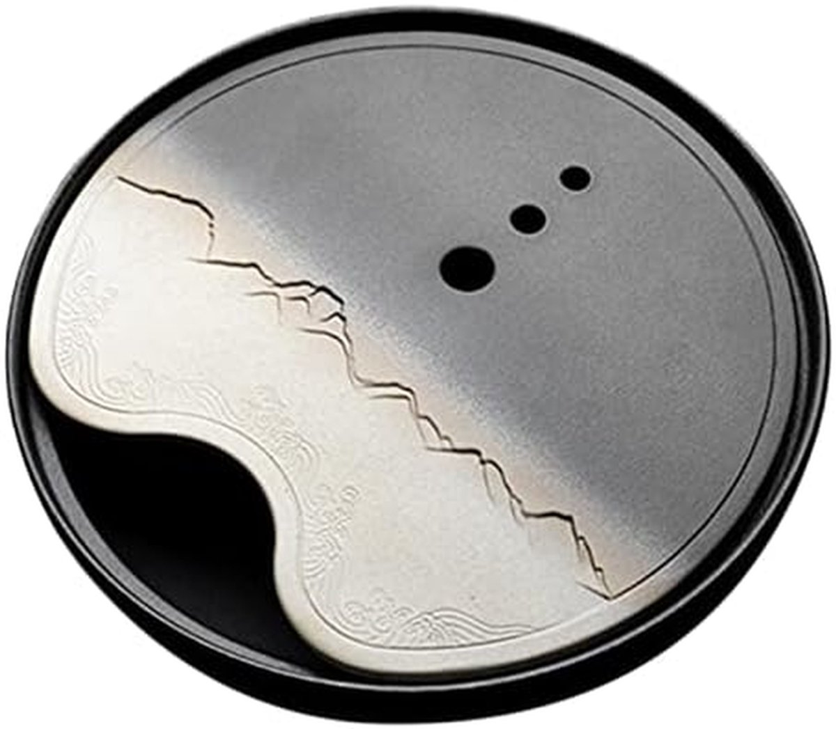 Theeblad Keramiek - Theeschaal Serveerblad - Thee Ceremonie - Traditioneel Chinees Design - 26 cm - Wit