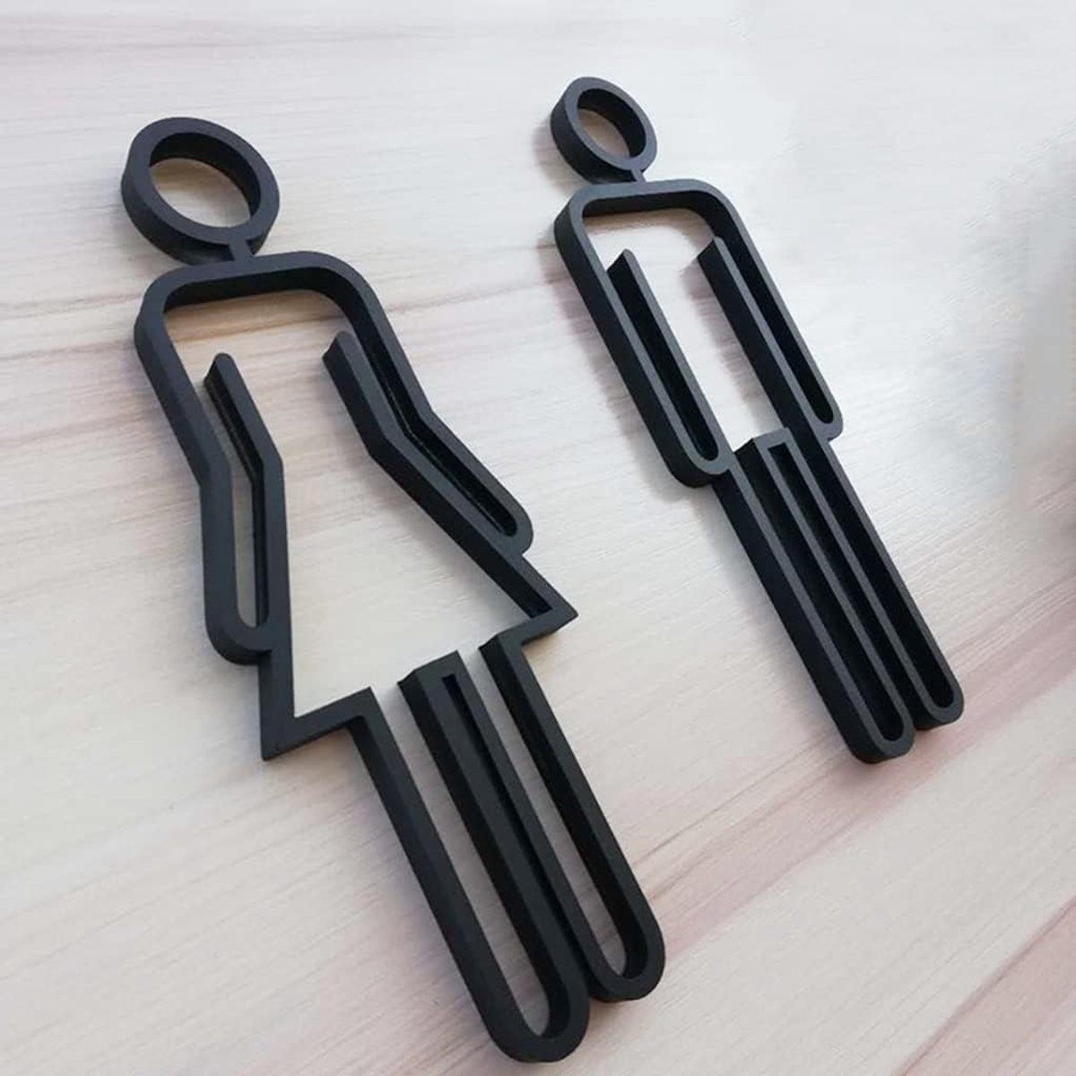 Toilet Deurbord - WC Teken Acryl - Aanduiding Ruimte - Zelfklevend - 22 cm - Goud Zwart