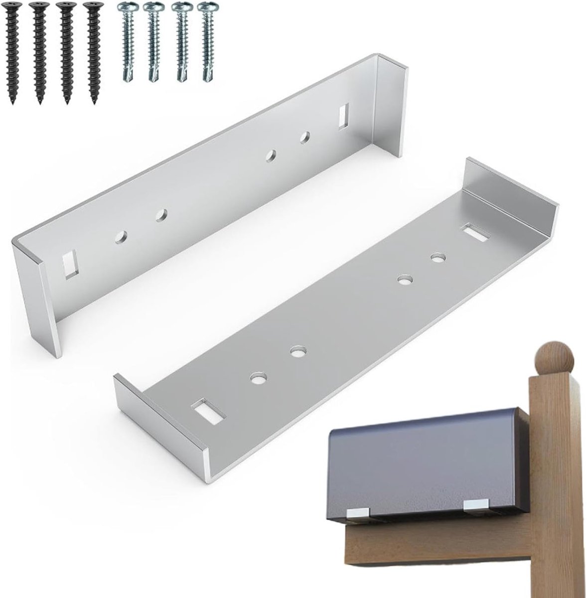 Brievenbus Montagebord - Adapterplaat Brievenbus - Brievenbus Bevestigen - Weerbestendig Aluminium - 30 x 60 x 30 mm - Zilver